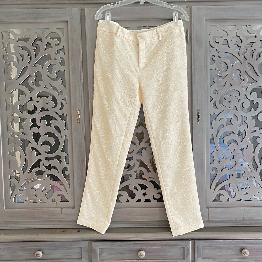 NWT Haute Hippie cream ivory lace pants 8